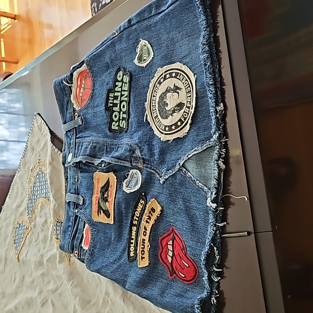 Made Worn Rolling stones Jean skirt